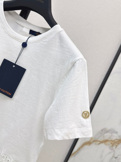 Loui* 25ss embroidered trim cropped top