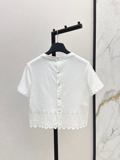 Loui* 25ss embroidered trim cropped top