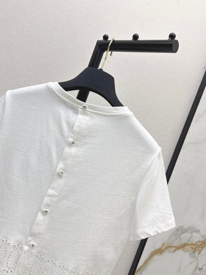 Loui* 25ss embroidered trim cropped top