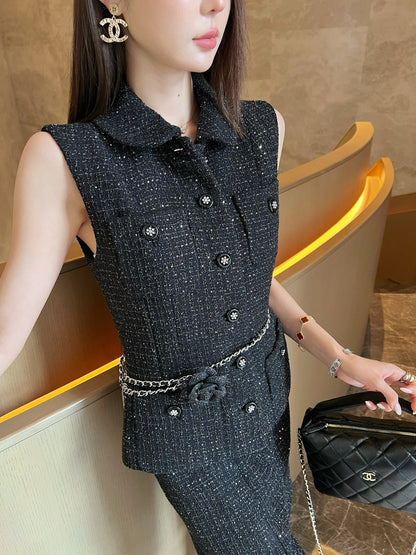 C*nel 25ss glitter tweed suit