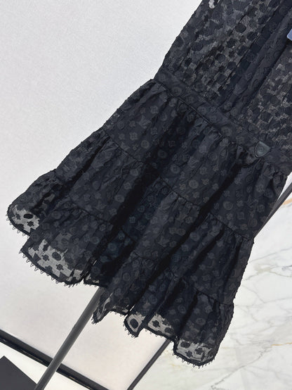 Loui* 25ss monogram jacquard tiered dress