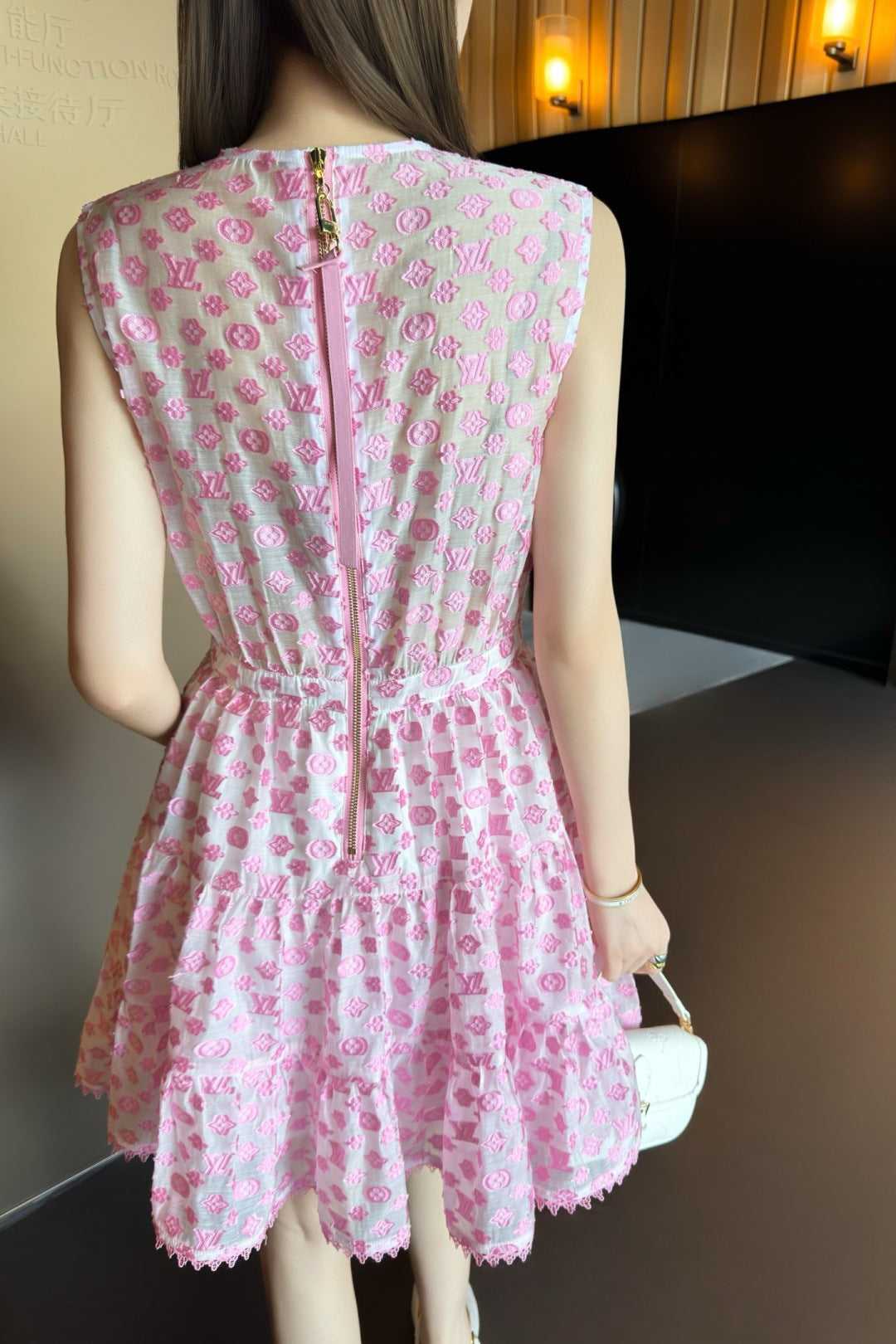 Loui* 25ss monogram jacquard tiered dress