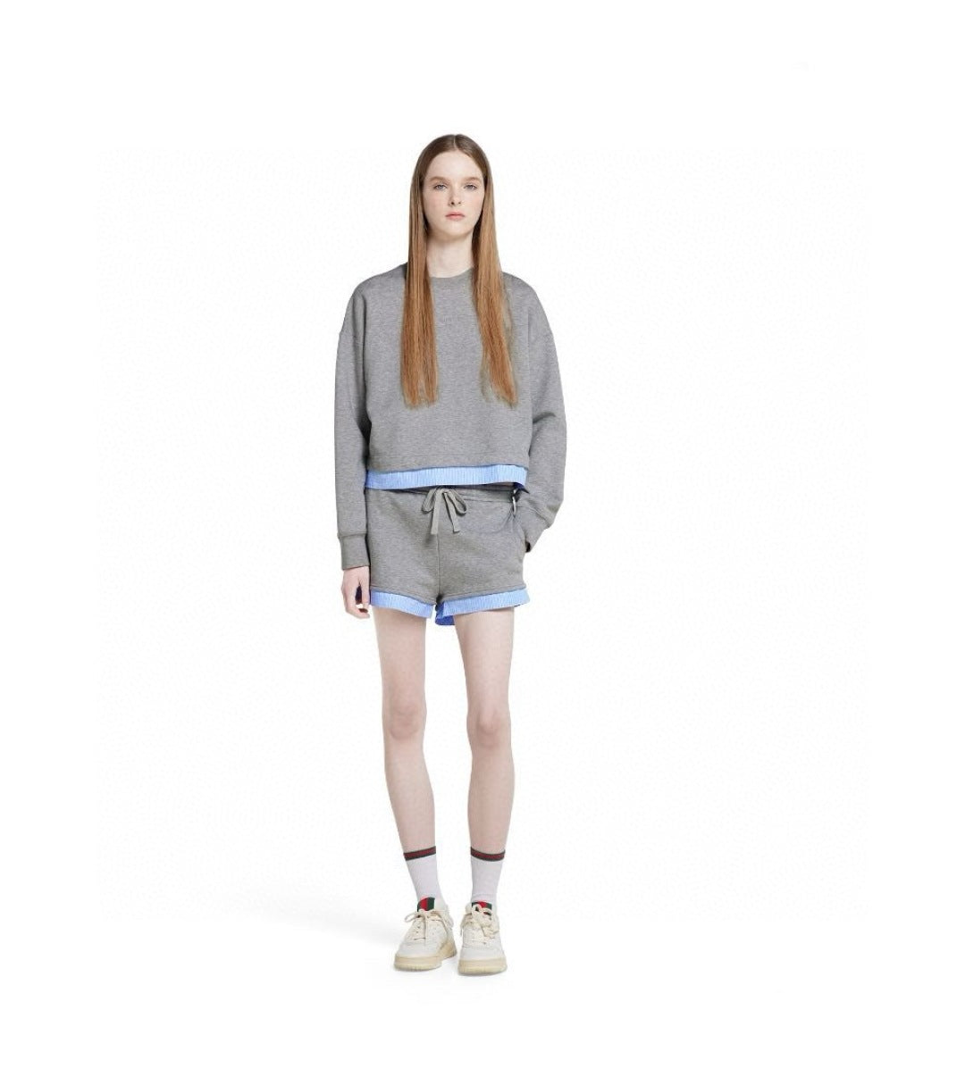 Gu* 25ss embroidered cotton sweatshirt set