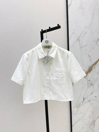 Loe* 25ss anagram cropped denim shirt