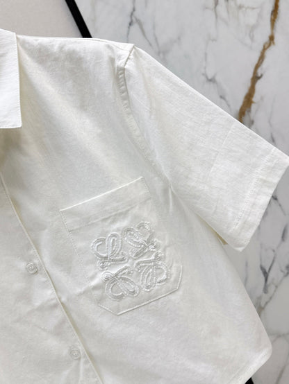 Loe* 25ss anagram cropped denim shirt