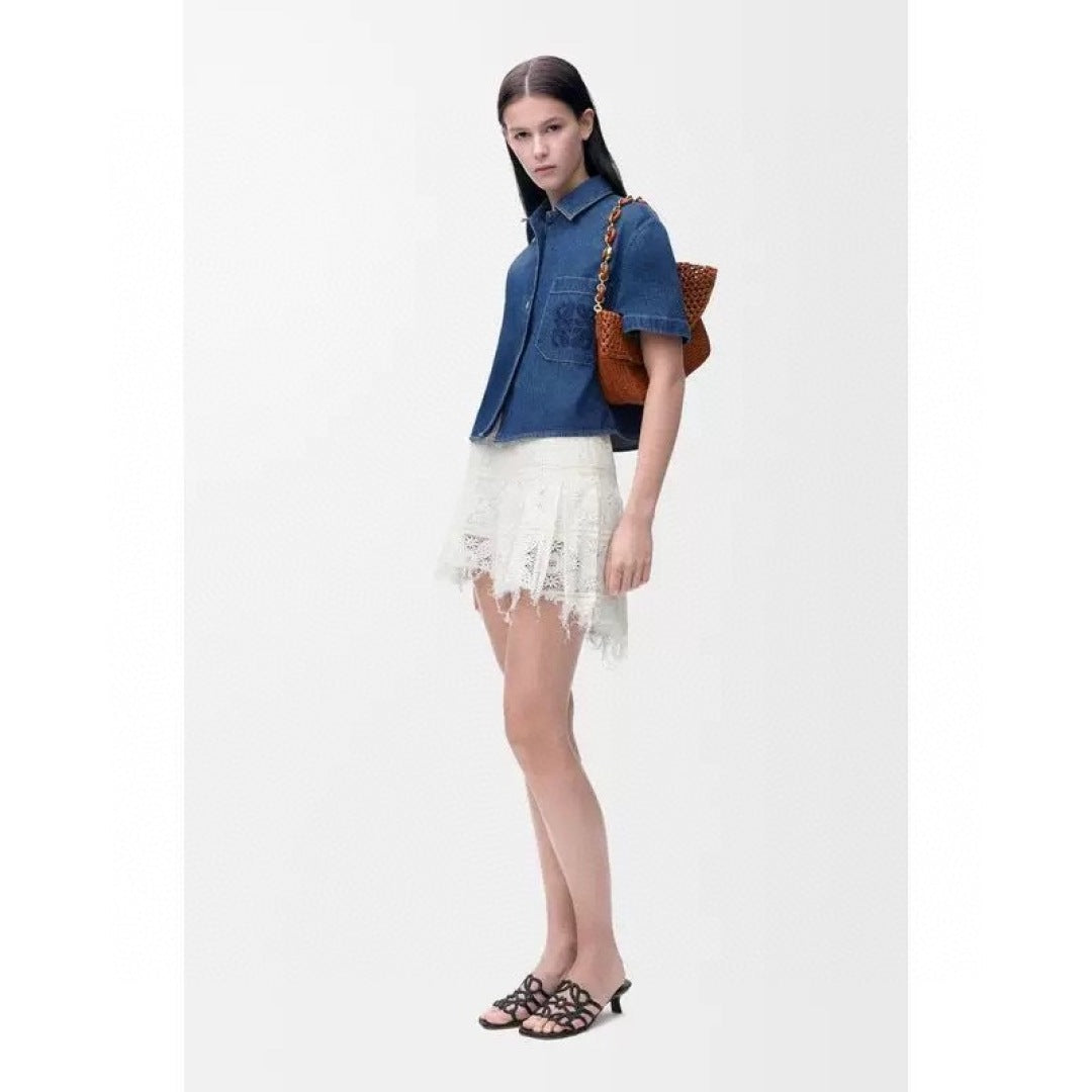Loe* 25ss anagram cropped denim shirt