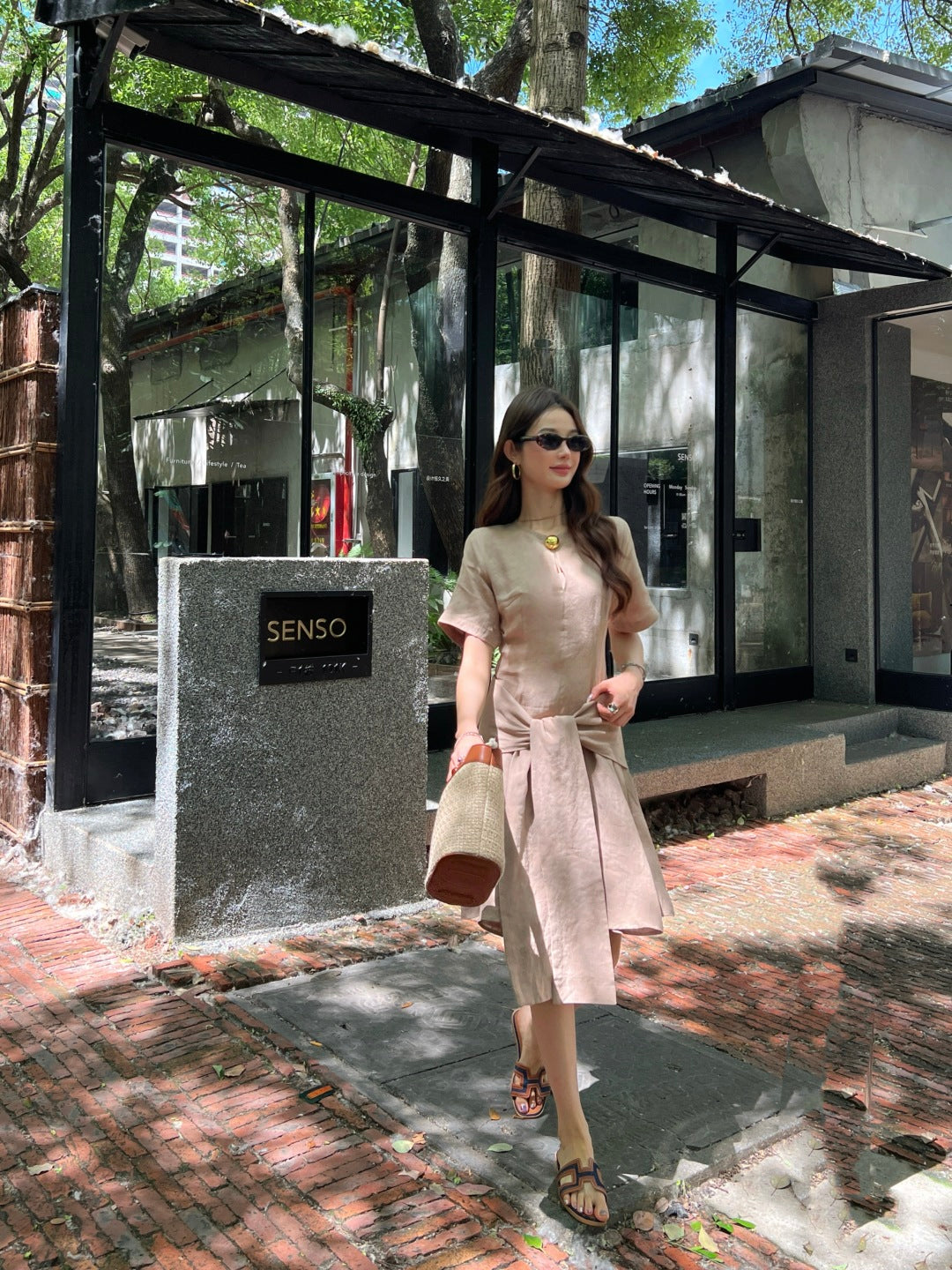 Loe* 25ss tied linen dress
