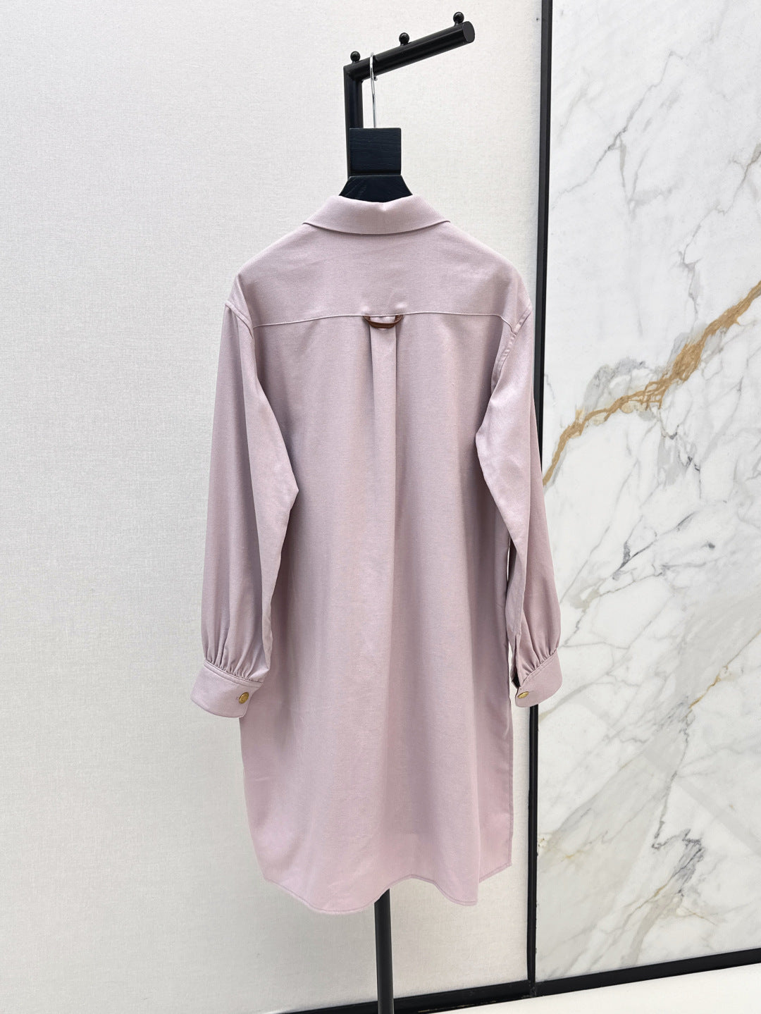 Lor*P 25ss leather accent long-sleeve dress