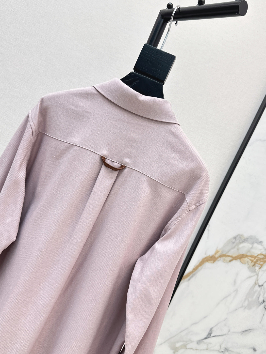Lor*P 25ss leather accent long-sleeve dress