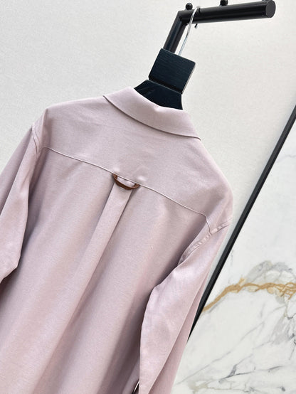 Lor*P 25ss leather accent long-sleeve dress