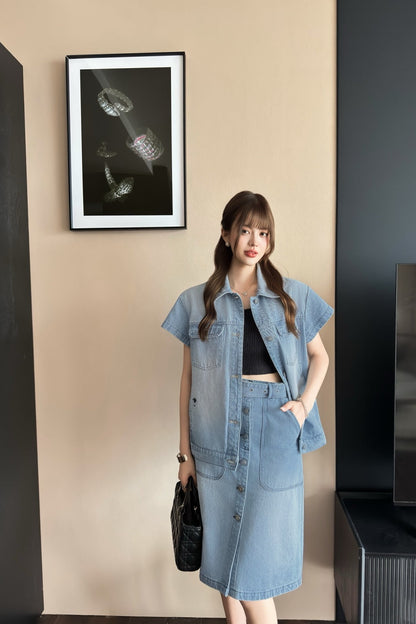 D*r 25ss belted denim skirt
