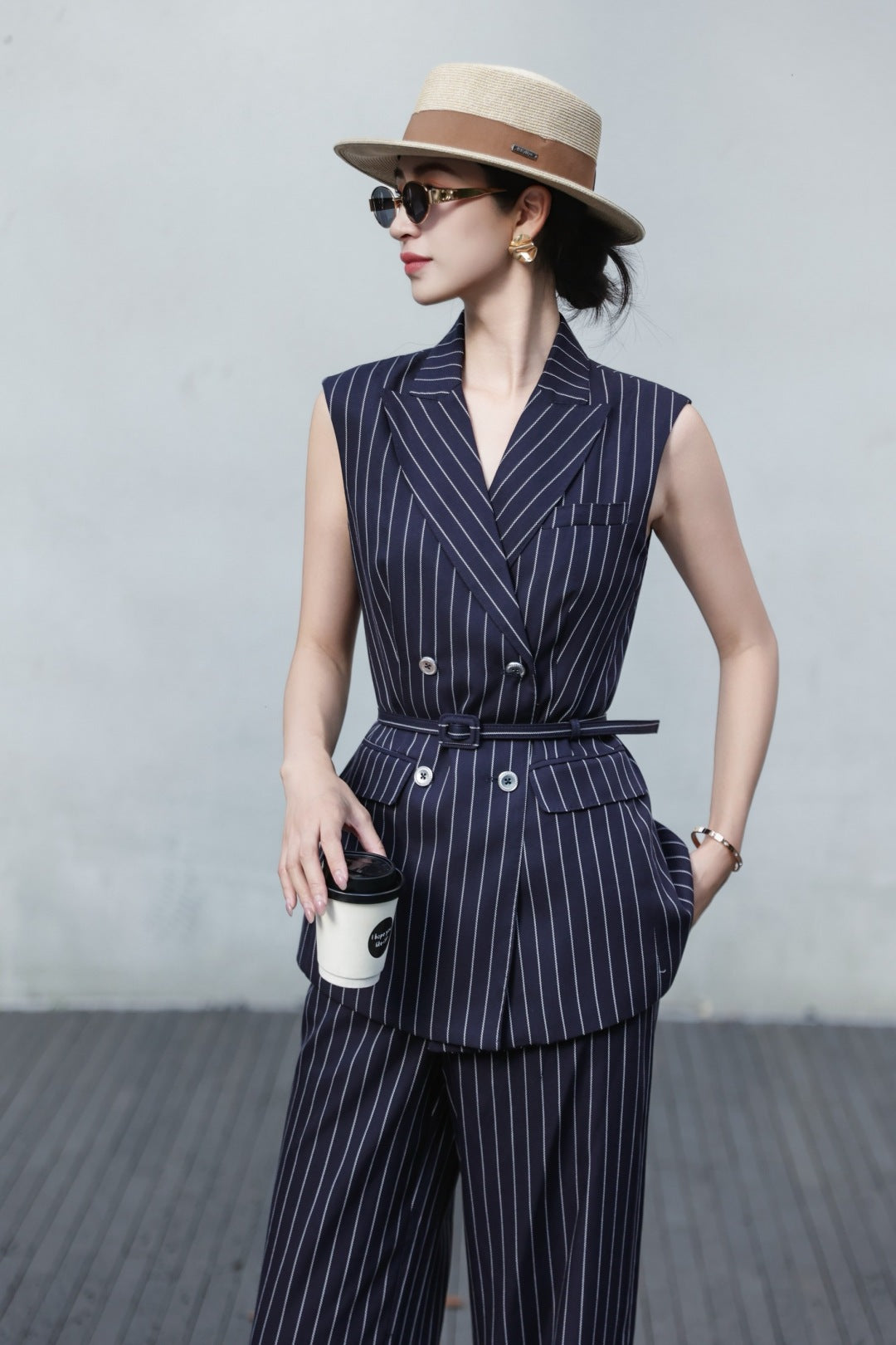 MaxM* 25ss tencel vest suit