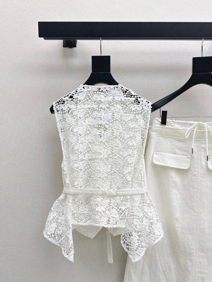 Brune*C 25ss lace vest and skirt set