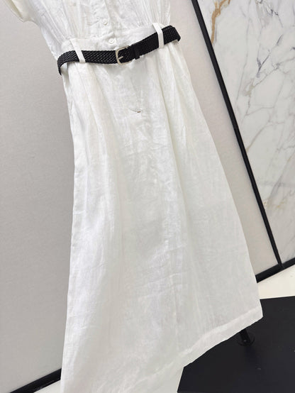 Valen* 25ss belted short-sleeve shirt dress