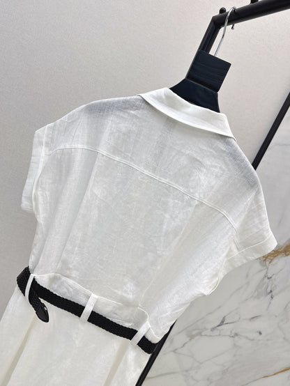 Valen* 25ss belted short-sleeve shirt dress