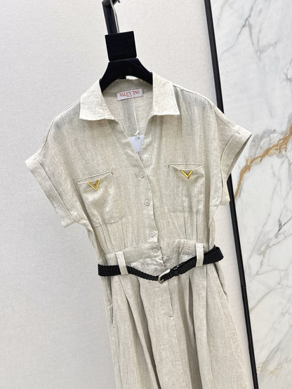 Valen* 25ss belted short-sleeve shirt dress