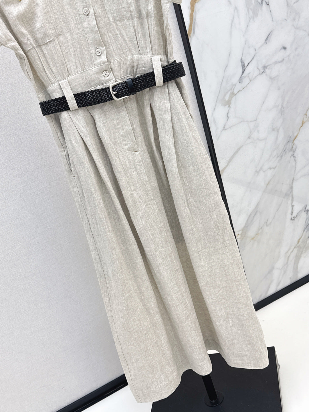 Valen* 25ss belted short-sleeve shirt dress