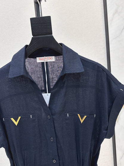 Valen* 25ss belted short-sleeve shirt dress
