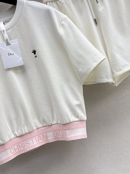 D*r 25ss embroidered web hem top and shorts set