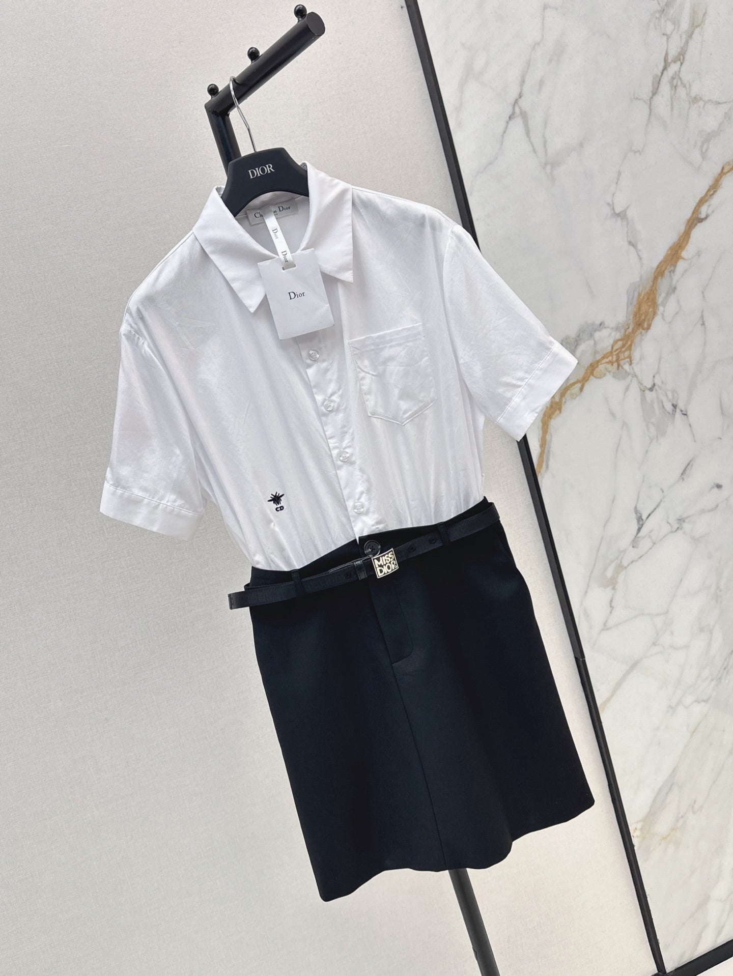 D*r 25ss spliced belted shirtdress