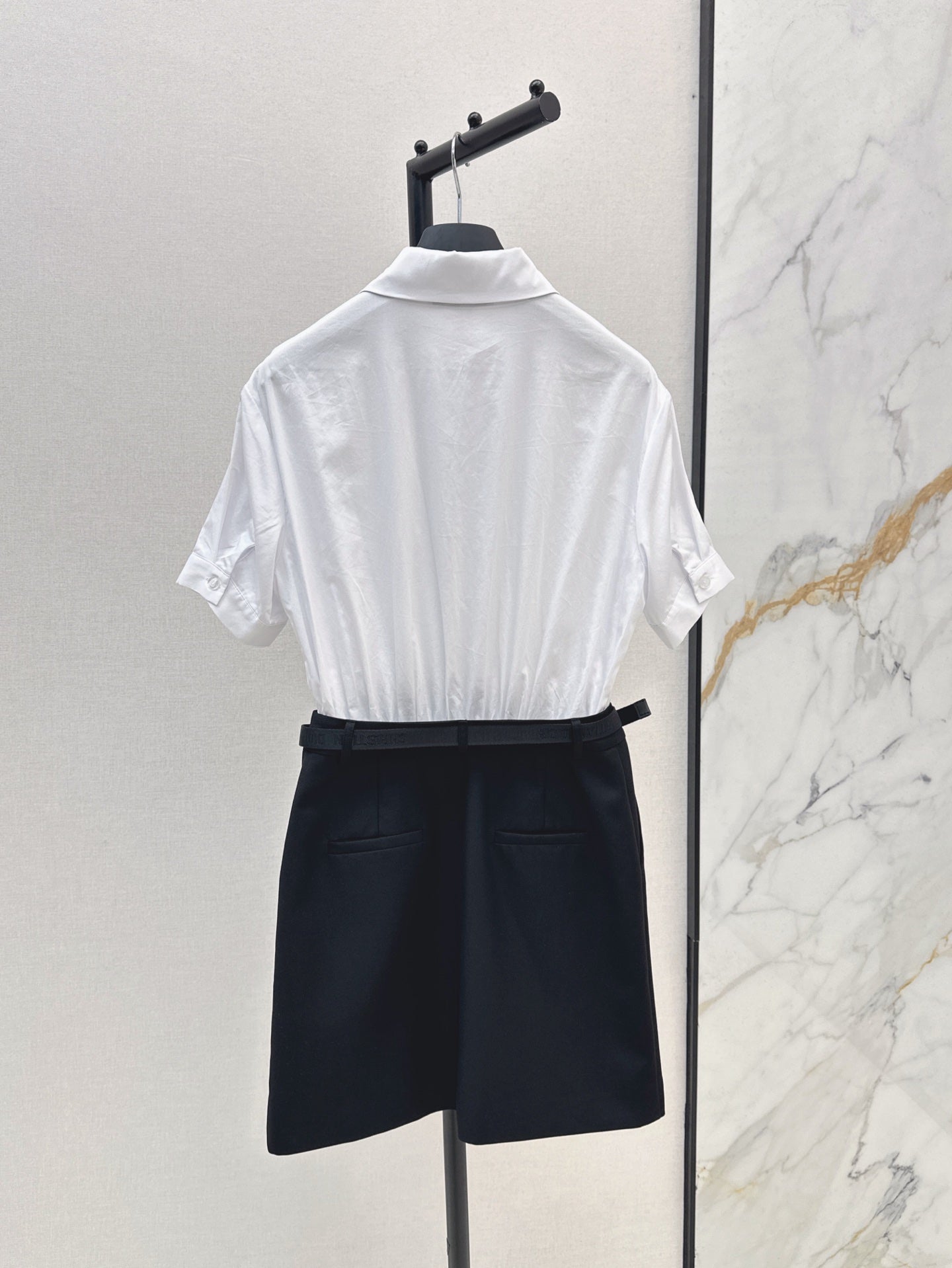 D*r 25ss spliced belted shirtdress