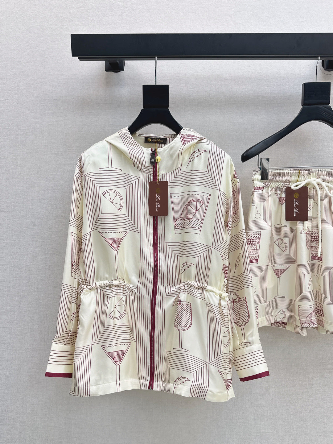 Lor*P 25ss printed silk jacket and shorts set