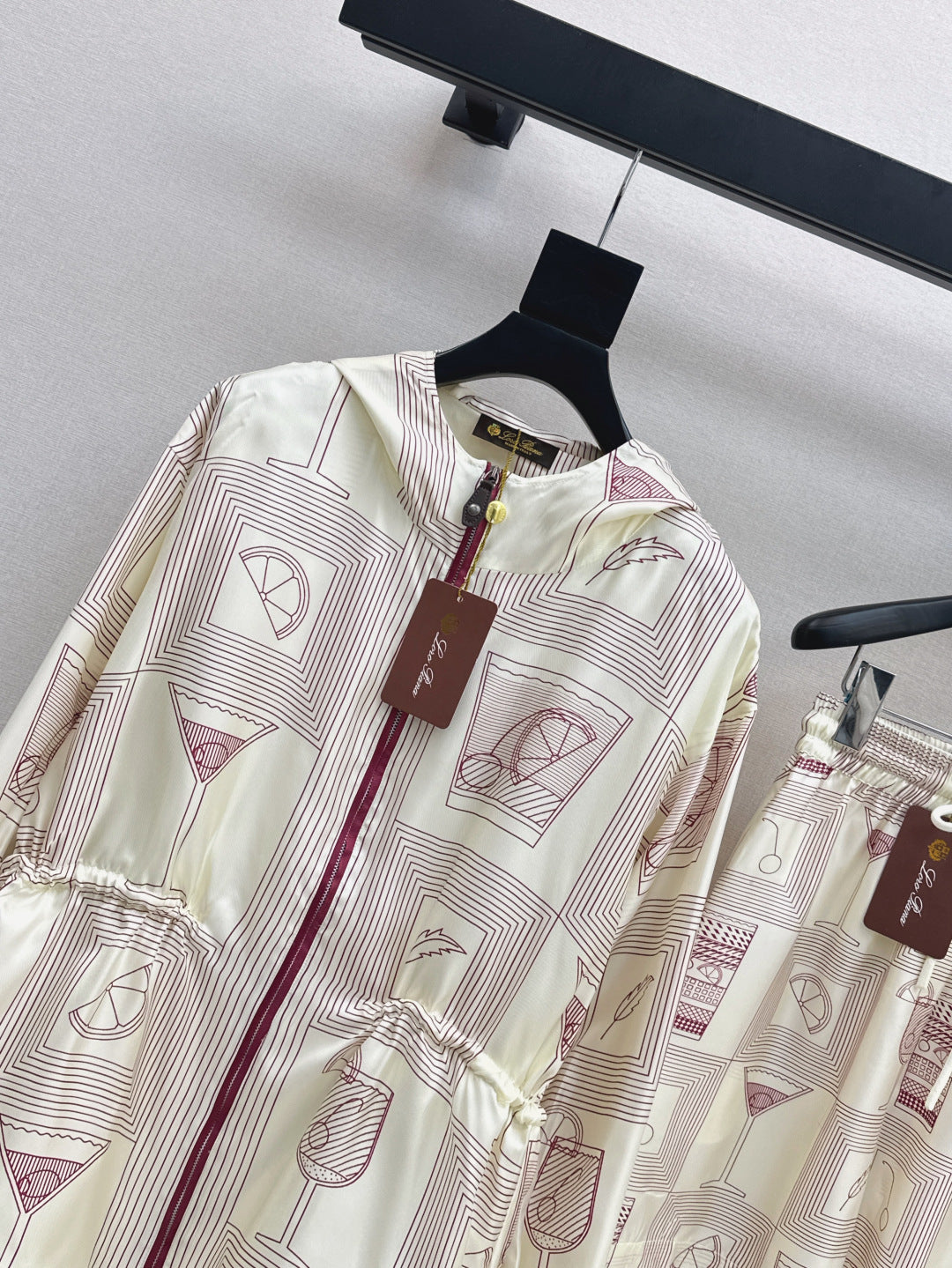 Lor*P 25ss printed silk jacket and shorts set