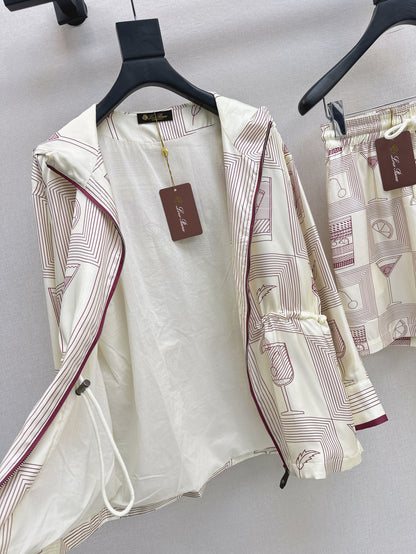 Lor*P 25ss printed silk jacket and shorts set