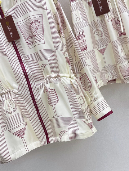 Lor*P 25ss printed silk jacket and shorts set