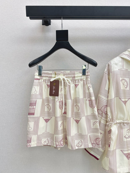 Lor*P 25ss printed silk jacket and shorts set