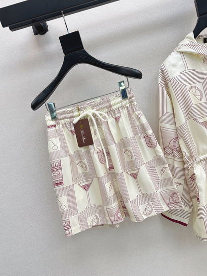 Lor*P 25ss printed silk jacket and shorts set
