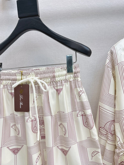 Lor*P 25ss printed silk jacket and shorts set