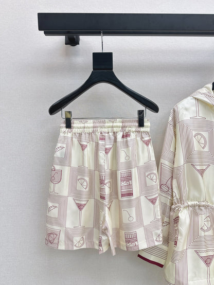 Lor*P 25ss printed silk jacket and shorts set