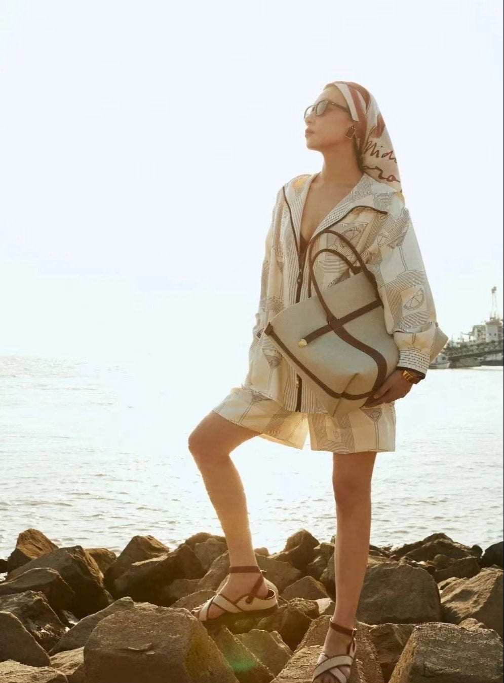 Lor*P 25ss printed silk jacket and shorts set
