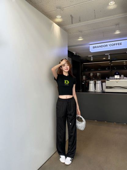 Loui* 25ss monogram accent drawstring pants