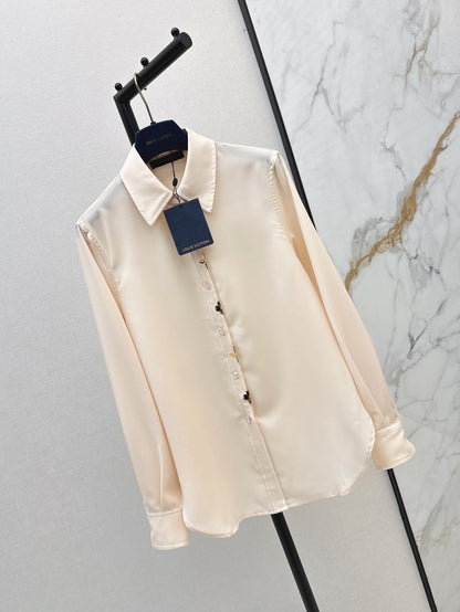 Loui* golden monogram flower accent shirt