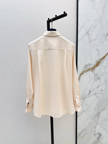 Loui* golden monogram flower accent shirt