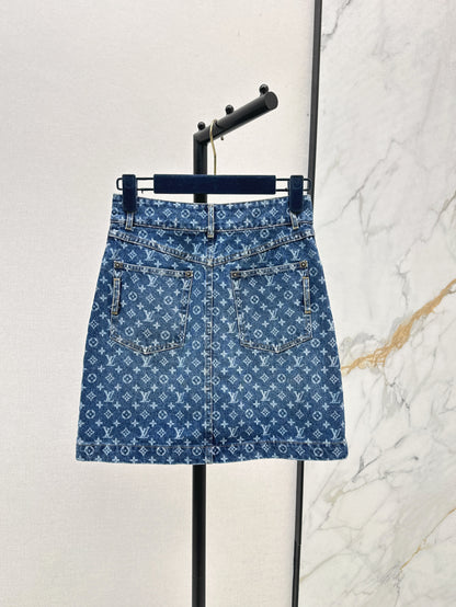 Loui* 25ss monogram denim mini skirt