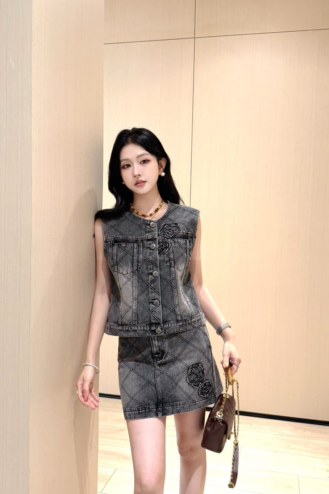 C*nel 25ss embroidered diamond denim jacket