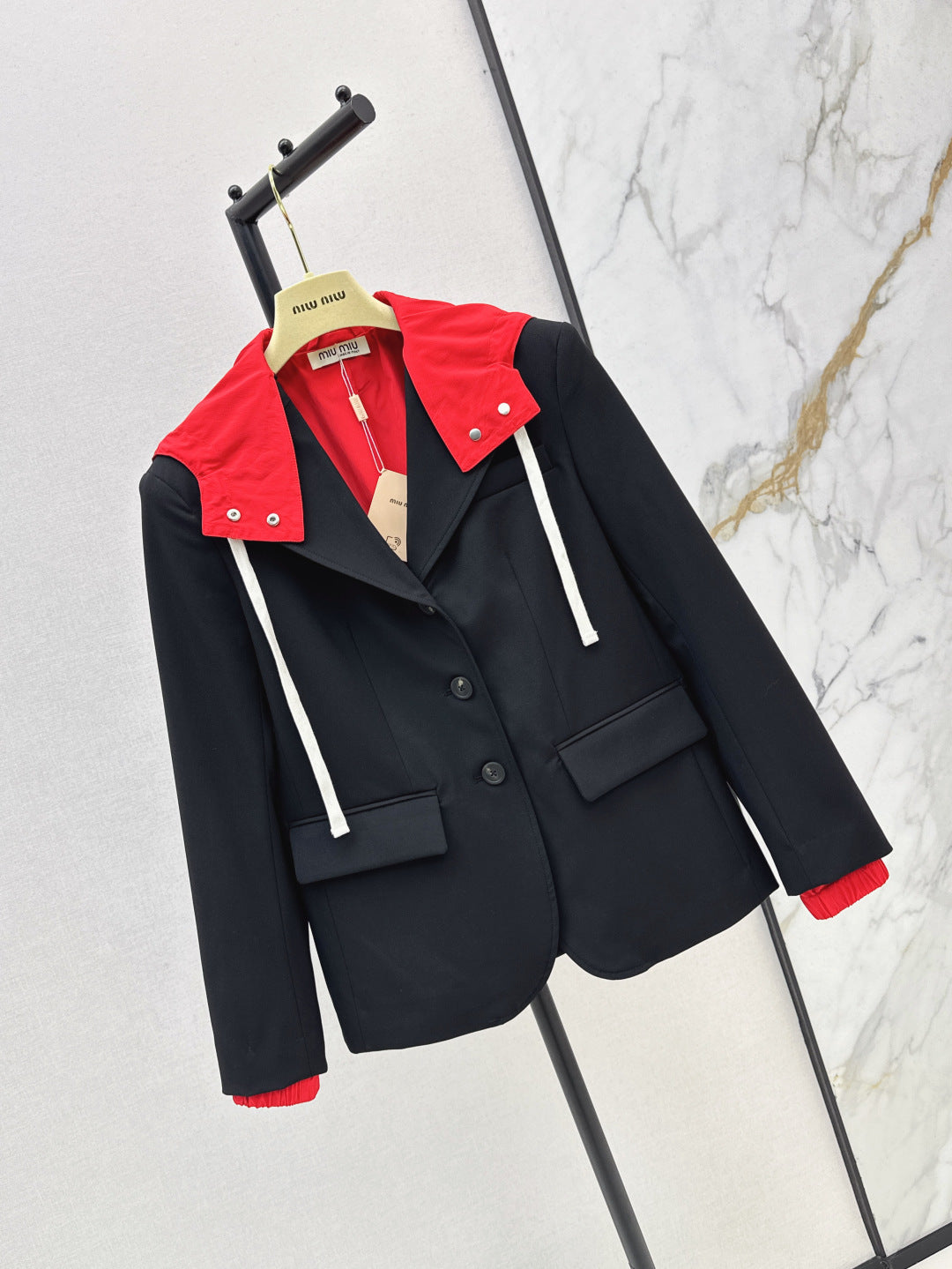 M*u 25ss mohair hooded blazer jacket