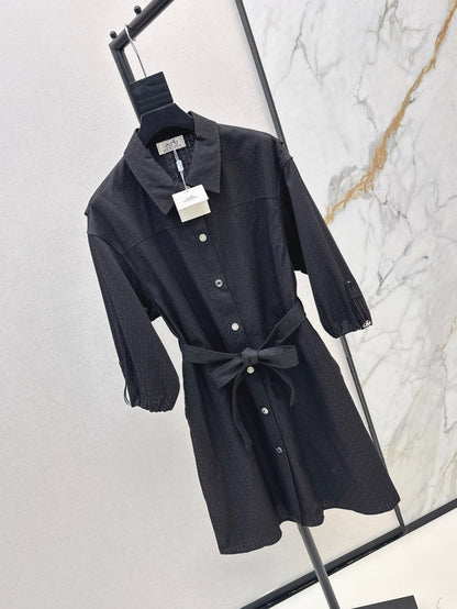 Herm* 25ss motif jacquard cotton shirt dress