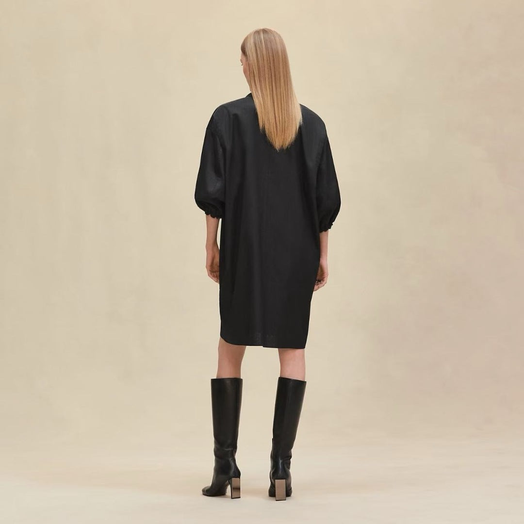Herm* 25ss motif jacquard cotton shirt dress