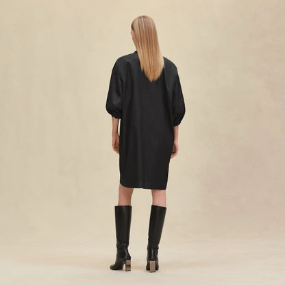 Herm* 25ss motif jacquard cotton shirt dress