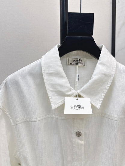 Herm* 25ss motif jacquard cotton shirt dress