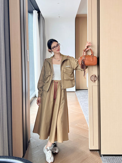 M*u 25ss tech canvas flared skirt