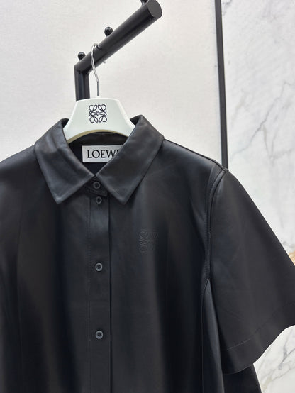 Loe* 25ss short sleeve trapeze shirt in nappa lambskin