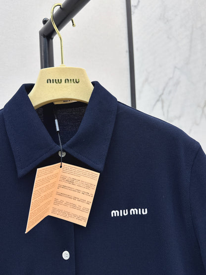 M*u 25ss pique cotton short=sleeve shirt