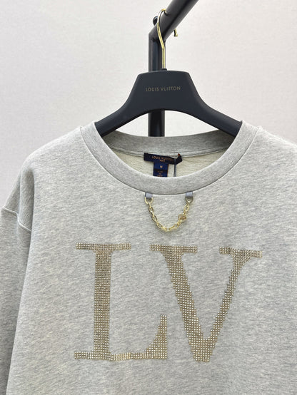 Loui* 25ss rhinestone signature hoodie