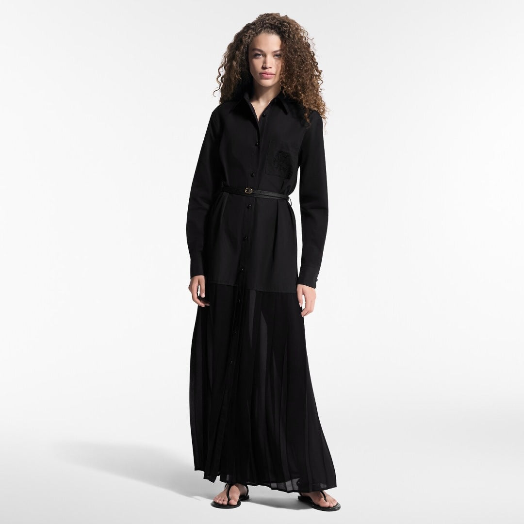 Loui* 25ss sheer insert shirtdress