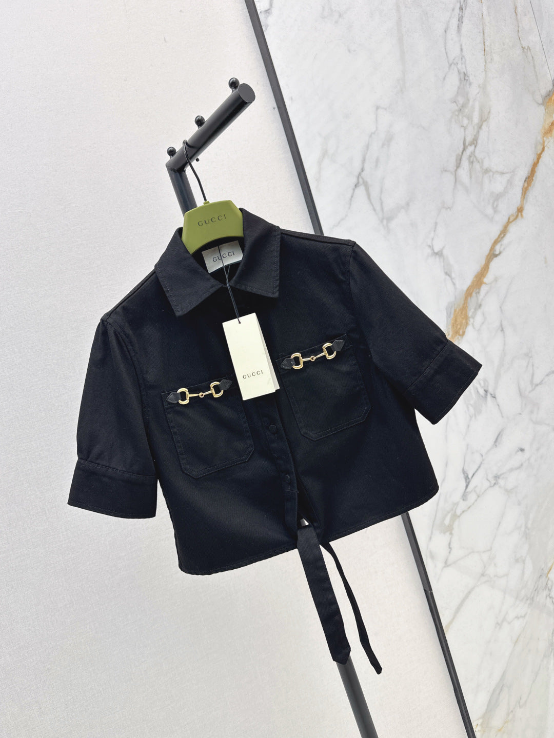 Gu* denim tied shirt with hosrebit